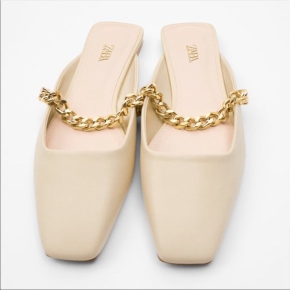 Zara open back slide shoes with chain 8 NWT 39